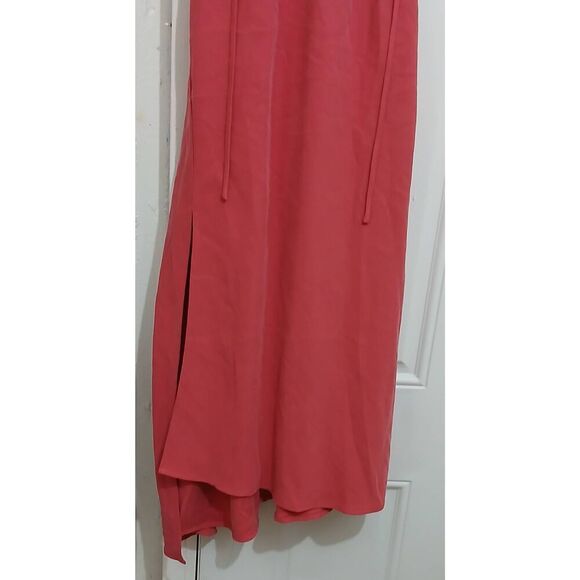 Fifteen twenty womens small midi side split coral salmon pink dress Flattering - Picture 2 of 6